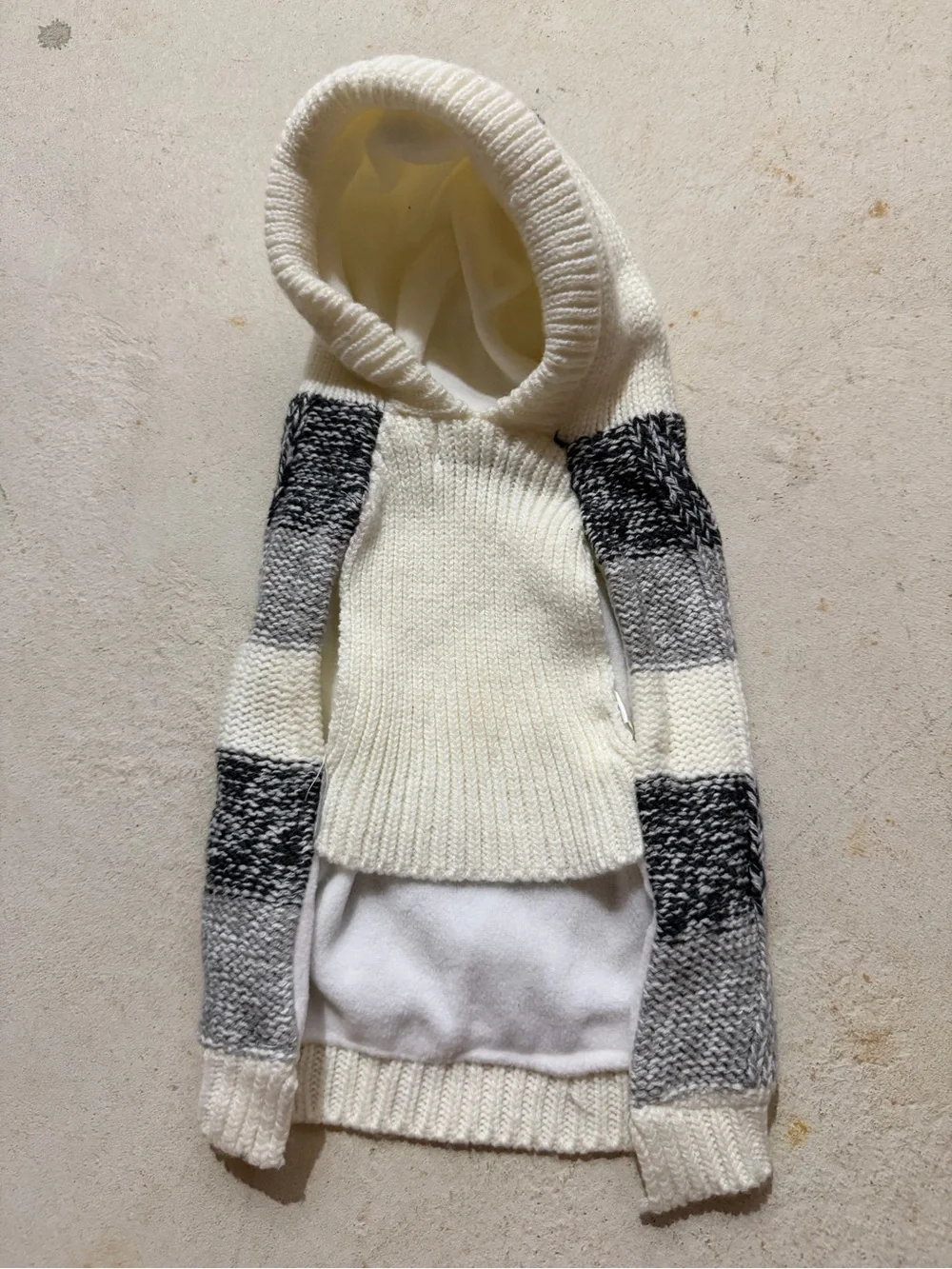 Striped Cable Knit Pom Beanie for dog